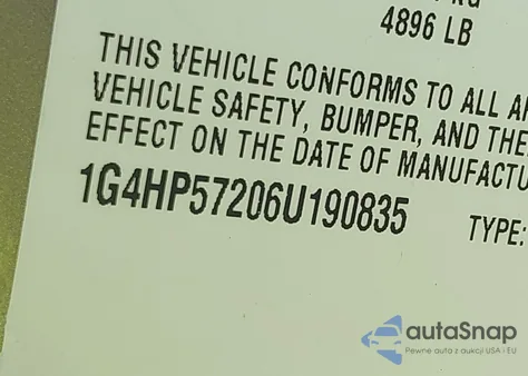 2006 Buick Lucerne Cx из США, поврежденный, VIN 1G4HP57206U190835